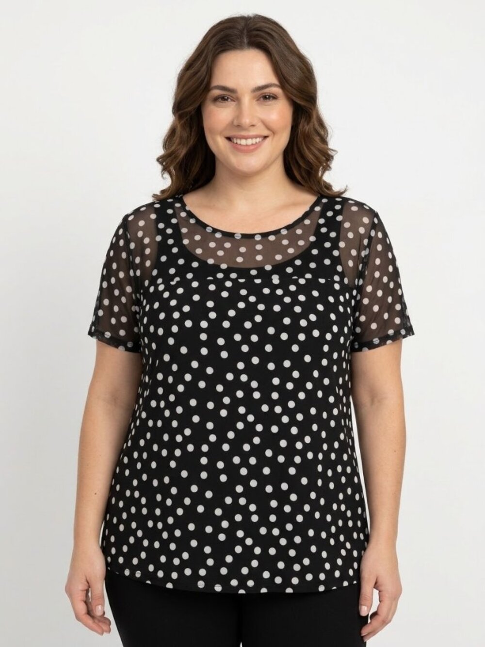 Laura Polka Dot Short Sleeved Blouse